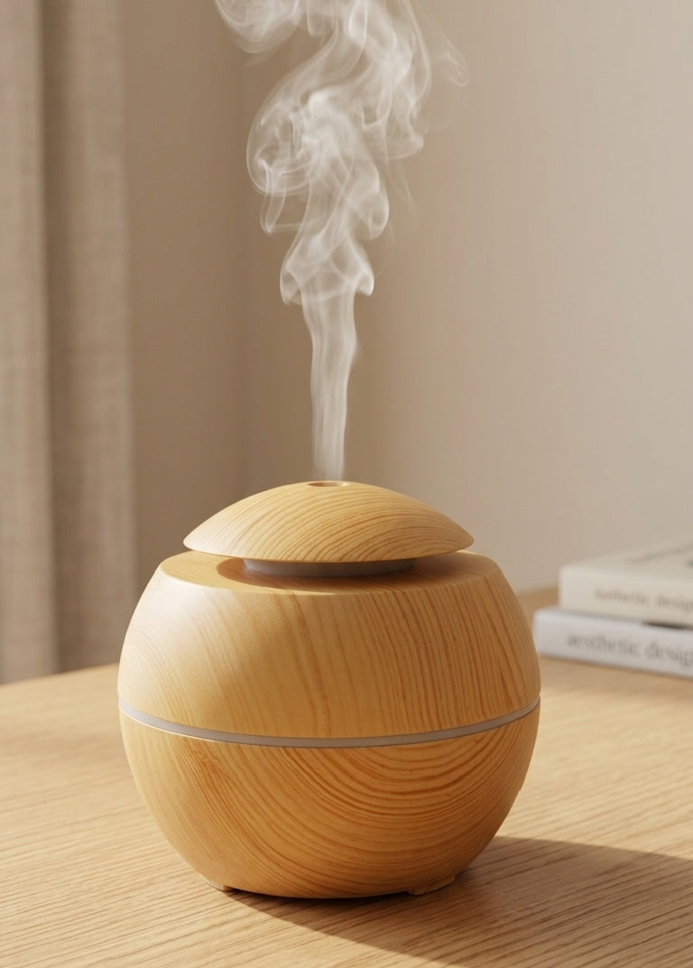 AuraWood Mist Humidifier | Ultrasonic Essential Oil Diffuser | LED Night Light | Natural Air Humidifier