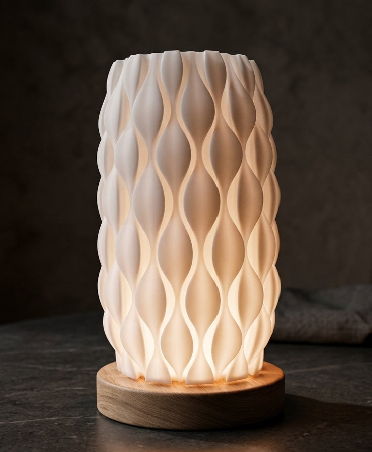 AuraLeaf Table Lamp | Modern LED Ambient Light | Soft Glow Night Lamp | Textured Minimalist Home Decor