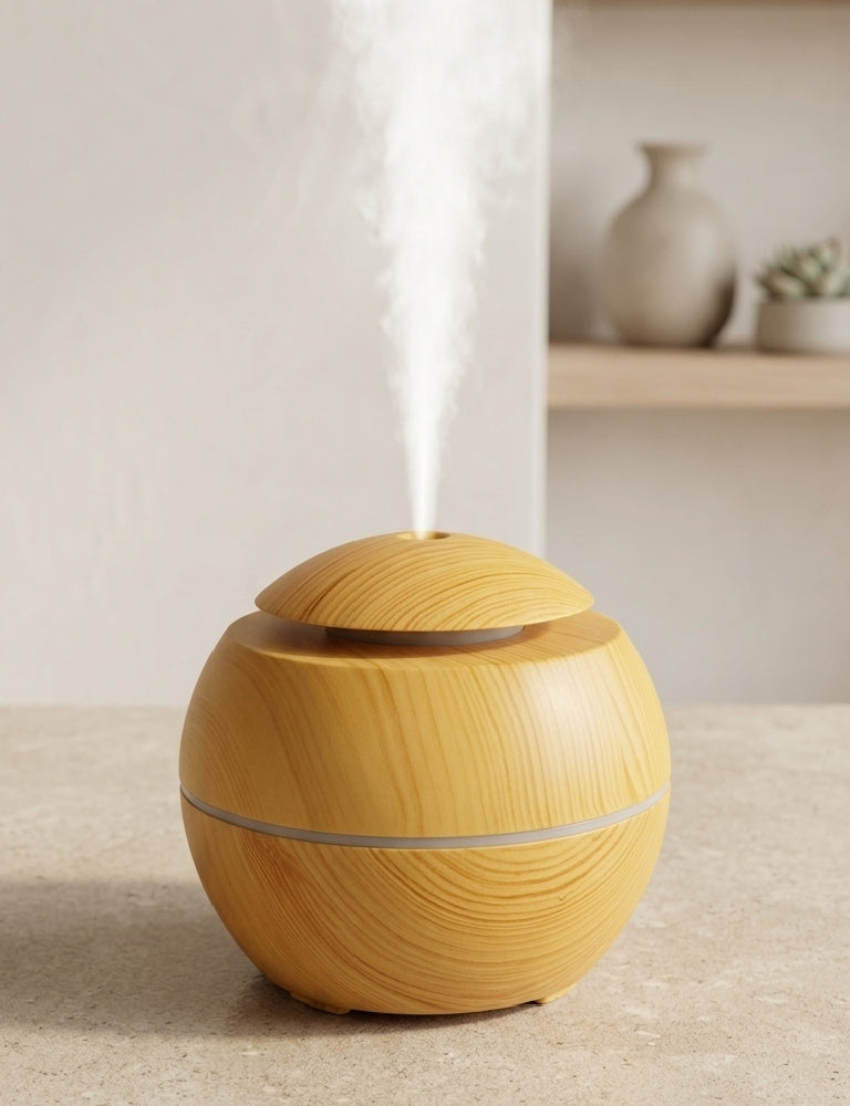 AuraWood Mist Humidifier | Ultrasonic Essential Oil Diffuser | LED Night Light | Natural Air Humidifier